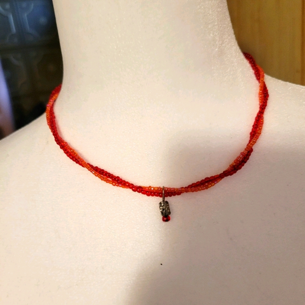 Two tone wrapped bead necklace